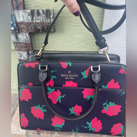 Kate Spade Madison Ross Toss Printed Rose Medium Satchel; NWOT - Picture 16 of 16